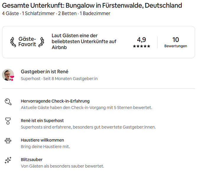 Airbnb Gäste-Favorit Bewertung